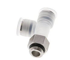 12mm x G3/8'' rechte hoek T-stuk PA/RVS Insteekfitting Buitendraad FDA Draaibaar EPDM