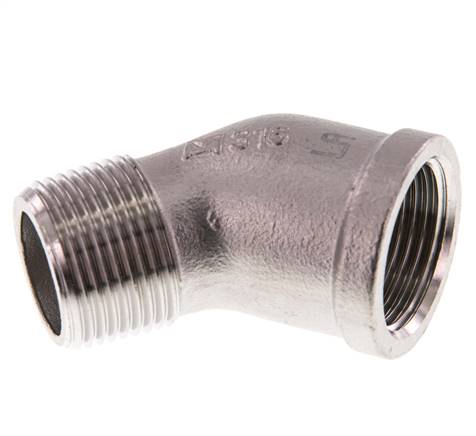 Rp 3/4'' x R 3/4'' F/M RVS L-Fitting 45graden 16 Bar