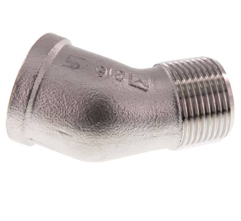 Rp 3/4'' x R 3/4'' F/M RVS L-Fitting 45graden 16 Bar