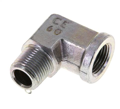 3/8'' NPT x 3/8'' NPT M/F Verzinkt Stalen L-Fitting 90graden 210 Bar - Hydrauliek
