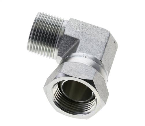 G 1'' M/F Verzinkt Stalen L-Fitting 90graden 150 Bar - Hydrauliek