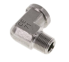 3/8'' NPT x 3/8'' NPT M/F RVS L-Fitting 90graden 210 Bar - Hydrauliek