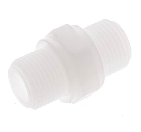 Dubbele Nippel G3/8'' Polypropyleen (PP) 10bar FDA 22mm Hex