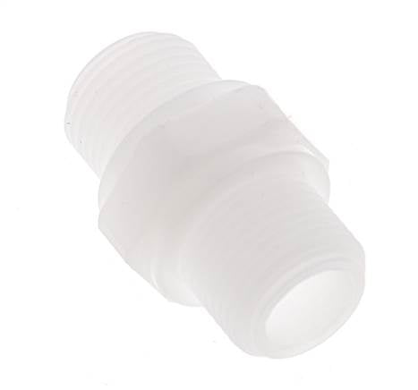 Dubbele Nippel G3/8'' Polypropyleen (PP) 10bar FDA 22mm Hex