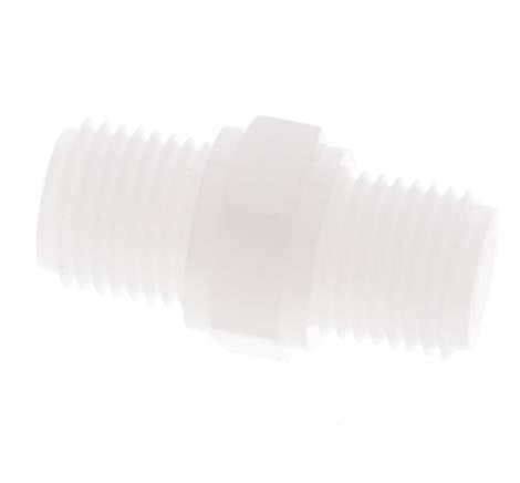 Dubbele Nippel G1/4'' PVDF 10bar FDA 17mm Hex