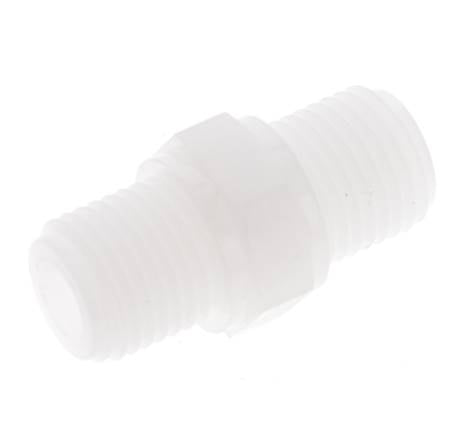 Dubbele Nippel G1/4'' PVDF 10bar FDA 17mm Hex