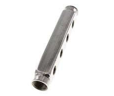 2xG 1'' x 8xG 1/2'' RVS Verdeelblok Dubbelzijdig 10 Bar