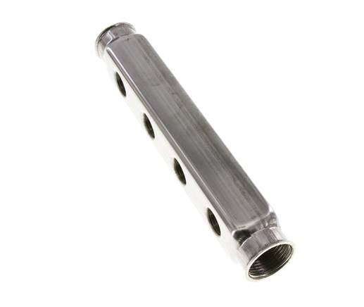 2xG 1'' x 8xG 1/2'' RVS Verdeelblok Dubbelzijdig 10 Bar