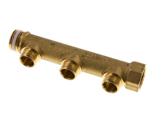 G 3/4'' x 3xG 1/2'' F/M/M Messing Verdeelstang 10 Bar