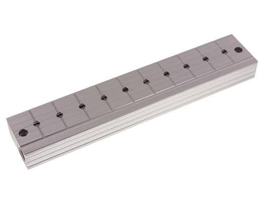 Verdeelstaaf met kogelkranen 2xG3/8'' - 10xG1/4'' Aluminium PN 10