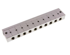Verdeelstaaf met kogelkranen 2xG3/8'' - 10xG1/4'' Aluminium PN 10