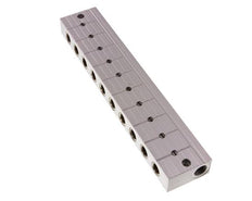 Verdeelstaaf met kogelkranen 2xG3/8'' - 10xG1/4'' Aluminium PN 10