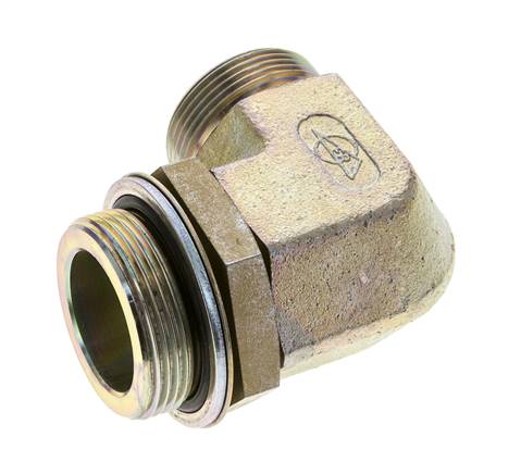 UN 1-11/16''-12 x G 1 1/2'' Buitendraad Verzinkt Stalen L-Fitting 90graden ORFS 200 Bar - Hydrauliek