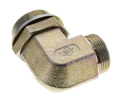 UN 1-11/16''-12 x G 1 1/2'' Buitendraad Verzinkt Stalen L-Fitting 90graden ORFS 200 Bar - Hydrauliek