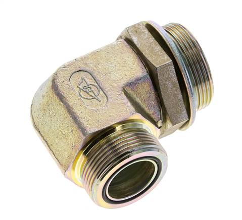 UN 1-11/16''-12 x G 1 1/2'' Buitendraad Verzinkt Stalen L-Fitting 90graden ORFS 200 Bar - Hydrauliek