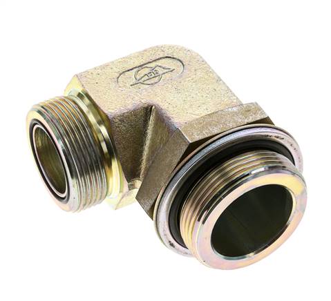 UN 1-11/16''-12 x G 1 1/2'' Buitendraad Verzinkt Stalen L-Fitting 90graden ORFS 200 Bar - Hydrauliek