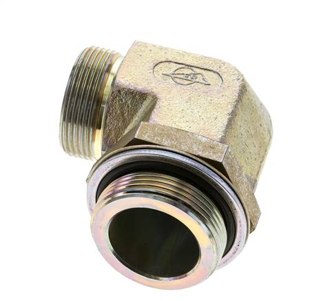 UN 1-11/16''-12 x G 1 1/2'' Buitendraad Verzinkt Stalen L-Fitting 90graden ORFS 200 Bar - Hydrauliek