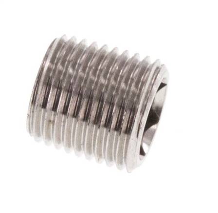 M8x0.75 RVS Plug met Binnenzeskant zonder kraag (Conisch) 40 Bar