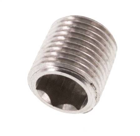 M8x0.75 RVS Plug met Binnenzeskant zonder kraag (Conisch) 40 Bar