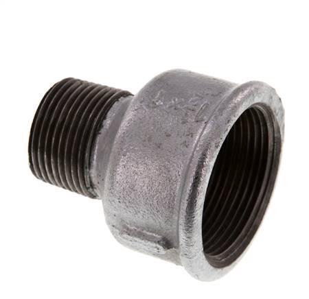 R 1'' x Rp 1 1/2'' M/F Verzinkt Gietijzeren Verloopring 25 Bar