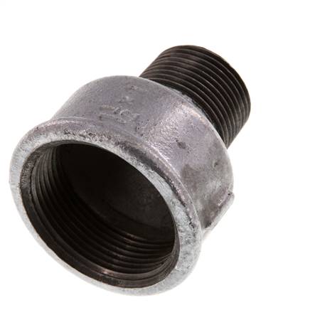 R 1'' x Rp 1 1/2'' M/F Verzinkt Gietijzeren Verloopring 25 Bar