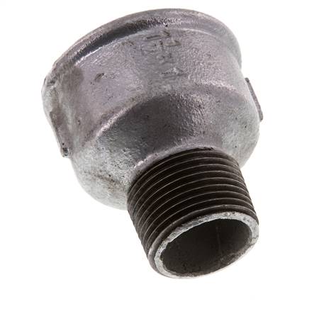 R 1'' x Rp 1 1/2'' M/F Verzinkt Gietijzeren Verloopring 25 Bar