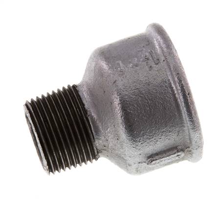 R 1'' x Rp 1 1/2'' M/F Verzinkt Gietijzeren Verloopring 25 Bar