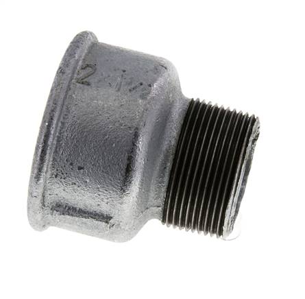 R 1 1/2'' x Rp 2'' M/F Verzinkt Gietijzeren Verloopring 25 Bar