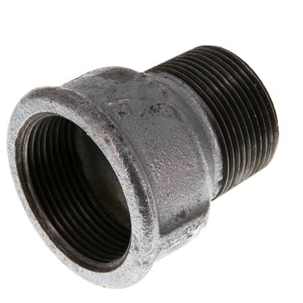 R 1 1/4'' x Rp 1 1/2'' M/F Verzinkt Gietijzeren Verloopring 25 Bar