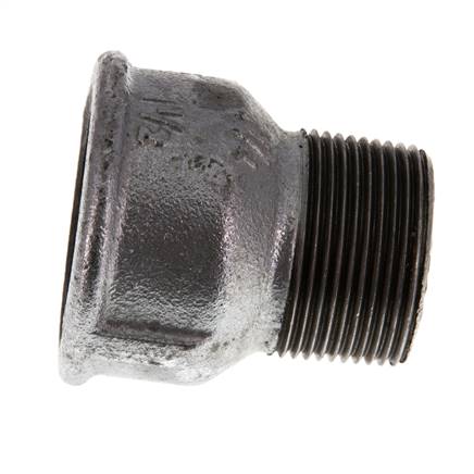 R 1 1/4'' x Rp 1 1/2'' M/F Verzinkt Gietijzeren Verloopring 25 Bar