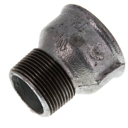 R 1 1/4'' x Rp 1 1/2'' M/F Verzinkt Gietijzeren Verloopring 25 Bar
