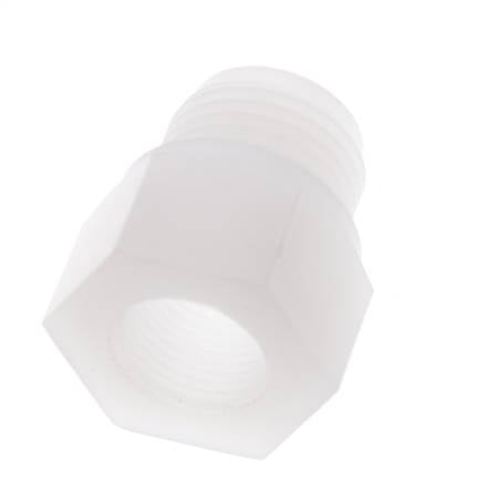 Verloopring G3/8'' Binnendraad X G1/2'' Buitendraad PVDF 10bar FDA 27mm Hex