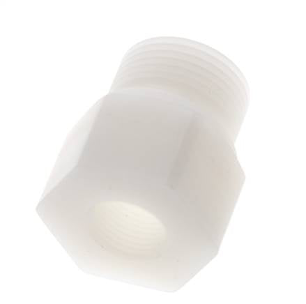 Verloopring G3/8'' Binnendraad X G3/4'' Buitendraad PVDF 10bar FDA 32mm Hex