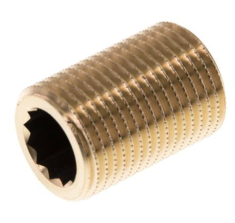 G 1/2'' Messing Dubbele Pijpnippel 16 Bar DIN 2982 - 30mm