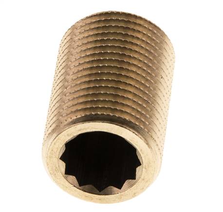 G 1/2'' Messing Dubbele Pijpnippel 16 Bar DIN 2982 - 30mm