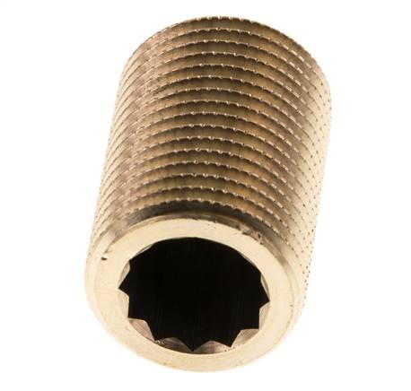 G 1/2'' Messing Dubbele Pijpnippel 16 Bar DIN 2982 - 30mm