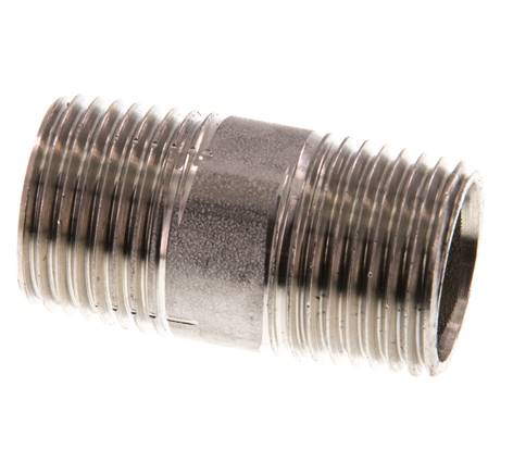 R 1/2'' RVS Dubbele Pijpnippel 20 Bar DIN 2982 - 40mm