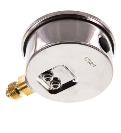 0..16 Bar Glycerine Manometer RVS/Messing 63 mm Klasse 1.6 Onderaansluiting