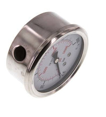 0..1000 Bar Glycerine Manometer RVS/Messing 63 mm Klasse 1.6 Onderaansluiting