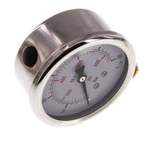 0..60 Bar Glycerine Manometer RVS/Messing 63 mm Klasse 1.6 Onderaansluiting