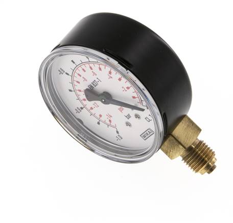 '-1..0 Bar Manometer Onderaansluiting Staal/Messing 63 mm Klasse 1.6