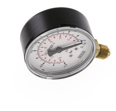 '-1..0 Bar Manometer Onderaansluiting Staal/Messing 63 mm Klasse 1.6