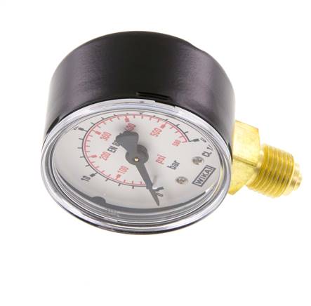 0..40 Bar Manometer Onderaansluiting Staal/Messing 50 mm Klasse 1.6