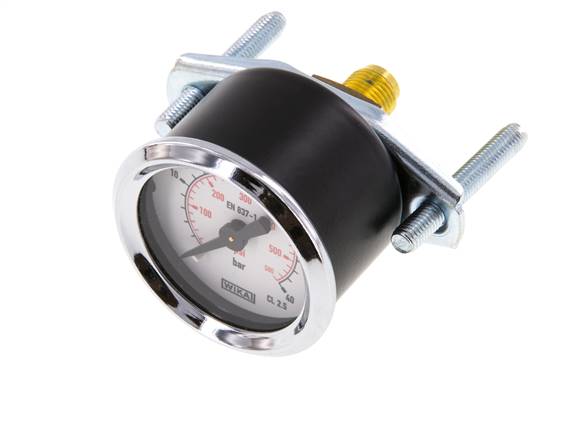 0...40 Bar (0..580 psi) Paneelmontage Manometer Staal/Brons 40 mm Klasse 2.5 (Beugel)
