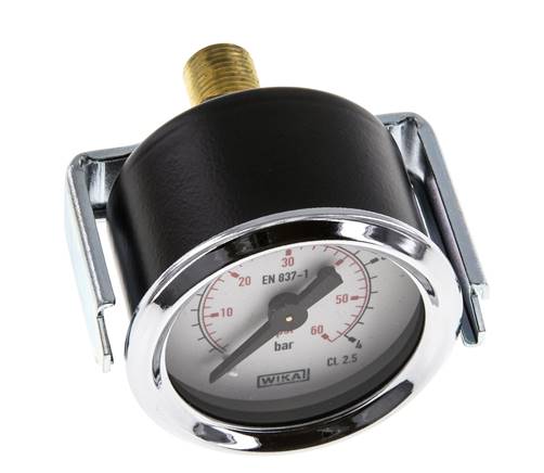 0...4 Bar (0..58 psi) Paneelmontage Manometer Staal/Brons 40 mm Klasse 2.5 (Beugel)