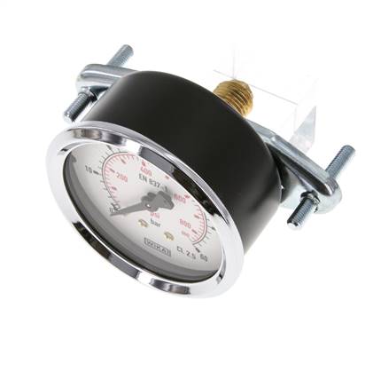 0...60 Bar (0..870 psi) Paneelmontage Manometer Staal/Brons 63 mm Klasse 2.5 (Beugel)