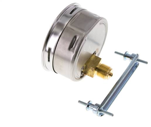 0...6 Bar (0..87 psi) Paneelmontage Manometer Staal/Brons 100 mm Klasse 1.0 (Beugel)