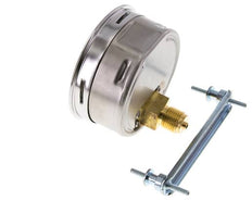 0...6 Bar (0..87 psi) Paneelmontage Manometer Staal/Brons 100 mm Klasse 1.0 (Beugel)