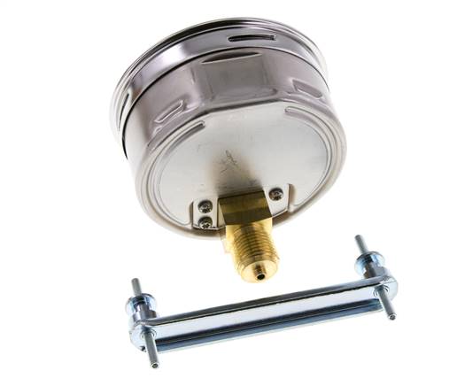 0...6 Bar (0..87 psi) Paneelmontage Manometer Staal/Brons 100 mm Klasse 1.0 (Beugel)