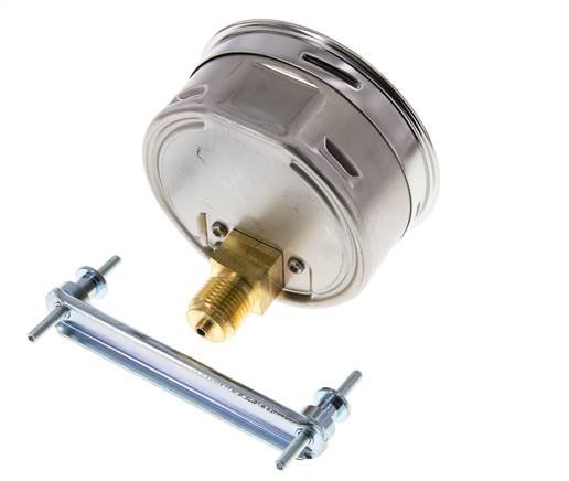 0...6 Bar (0..87 psi) Paneelmontage Manometer Staal/Brons 100 mm Klasse 1.0 (Beugel)